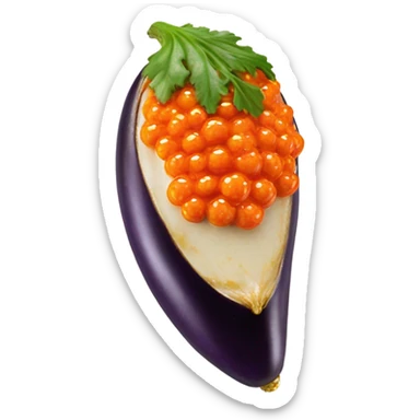 Eggplant with a tahini glaze topped with trout roe  sticker