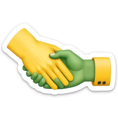 green hand and yellow hand handshake sticker