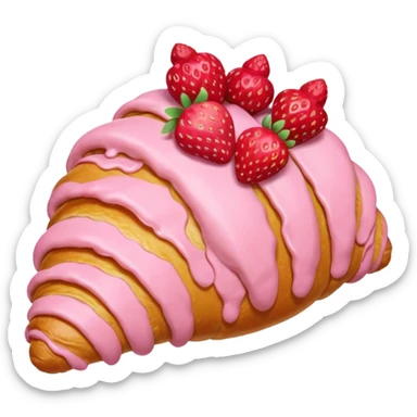 Pink croissant with a lot of small strawberries on the top  sticker