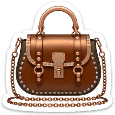 Chloé bag, steampunk style, bronze copper chain strap, 4D rendering sticker
