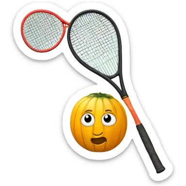 squash ball with squash racket sticker