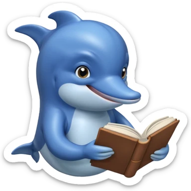 dolphin reading a book sticker