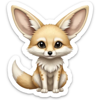 White and black spotted Fennec fox sticker