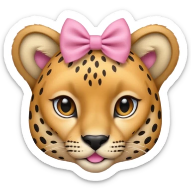Cheetah  with a small pink bow on her ear￼ sticker