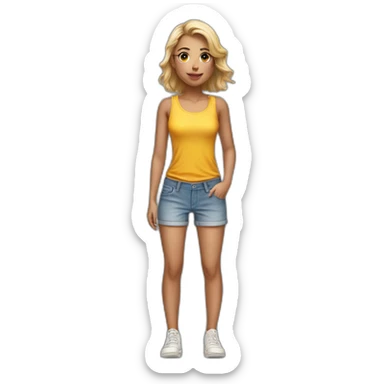 Beautiful girl wearing short pants  sticker
