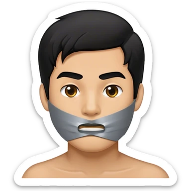 homem com fita adesiva na boca sem poder falar sticker