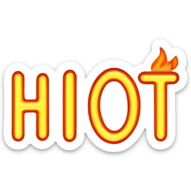 Neon signboard word "hot" sticker