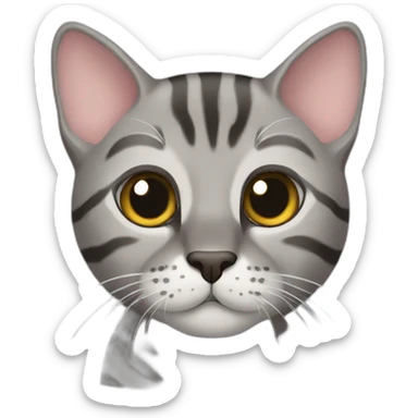 Grey big cute bengal cat sticker