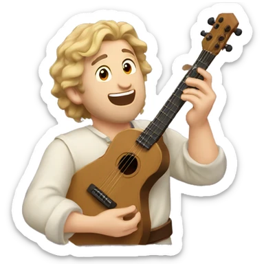 caucasian bard singing with magic sticker