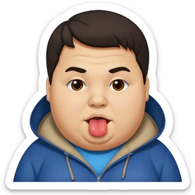 Fat teen from kosovo with flat hair covering his forehead, with his tongue out sticker