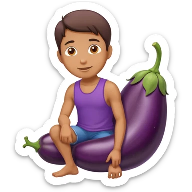 Man sitting on egg plant sticker