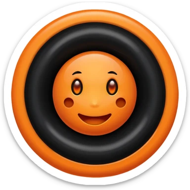 make a blackhole, accretion disk and all, with an orange smiley face, black head, orange ring, orange eyes, orange mouth, no other details sticker