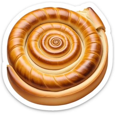 Cinematic delicate escargot pastry, spiral shape with layers of buttery dough, caramelized edges, rich golden-brown tones, elegant and inviting. sticker