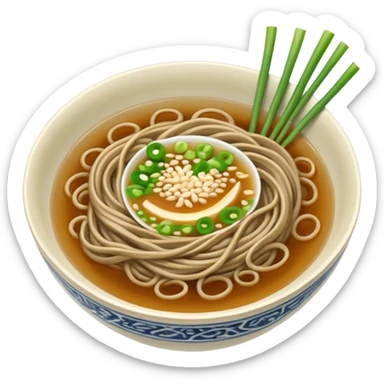 soba noodles in a bowl, top view sticker