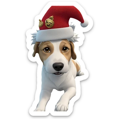 dog in santa hat indoors sticker