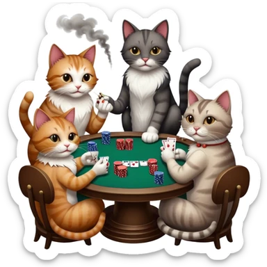 Cats playing poker and smoking sticker