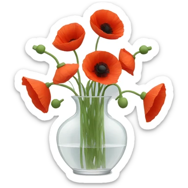 Poppies in a clear vase sticker