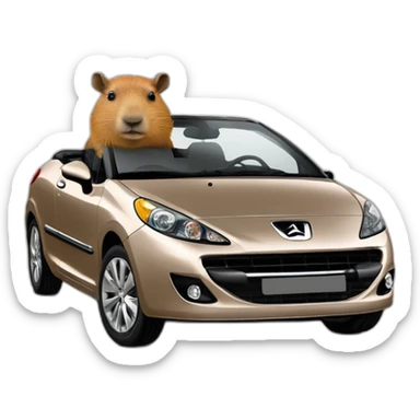 capybara in a peugeot 207 coupé cabriolet sticker