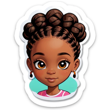 black girl with braids sticker