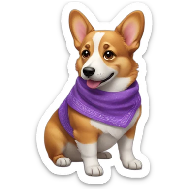 corgi in a purple bandana sticker