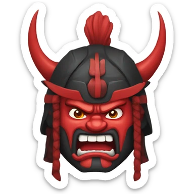 Red oni Samurai mean sticker