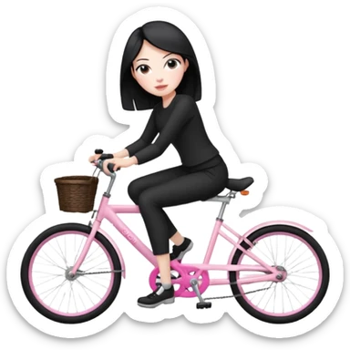 Bicycles Ergonomic bicycle of gym: seated white woman with hair black clothes pink sticker