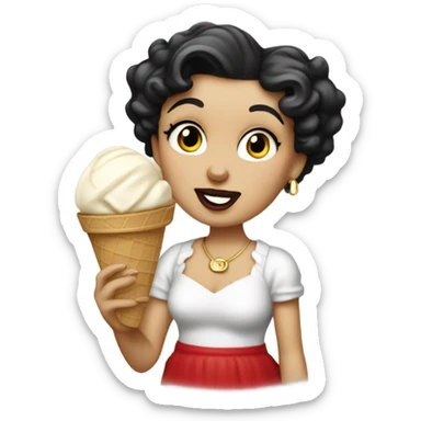 Betty boop holding ice cream sticker