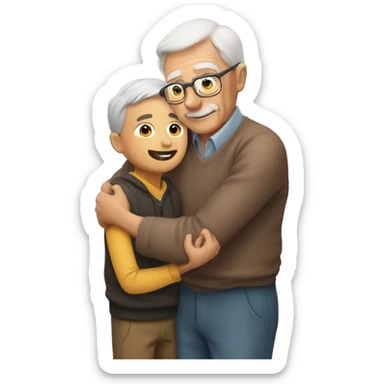 Grandfather huggings with a boy sticker