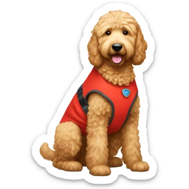 Goldendoodle with red vest sticker