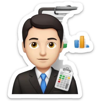 male dark hair auditor with spreadsheet emoji sticker