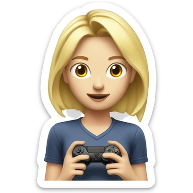 Blonde girl gaming on playstation sticker