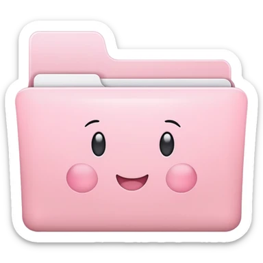 Mac folder icon in very light pastel baby pink color, soft pale pink sticker