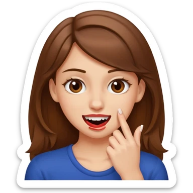 Une fille brune et blanche qui se mord l'ongle avec ses dents comme si elle draguait qqn sticker