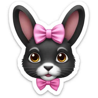 black lionhead rabbit with pink bow sticker