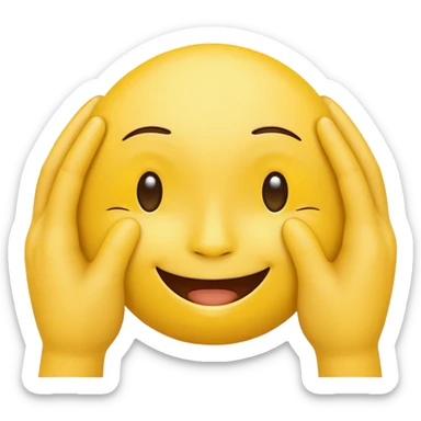 yellow emoticon with hands covering the eyes shieled from slight sticker