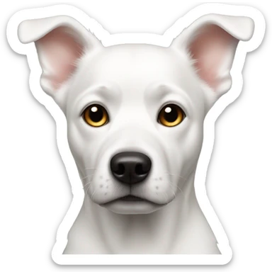 white dog with black spot on right ear sticker