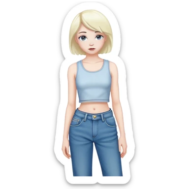 Femboy in crop top and baggy jeans pale skin sticker