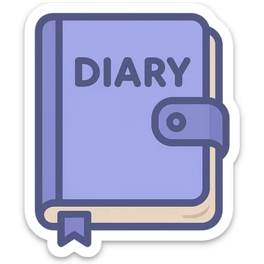 periwinkle diary journal notebook, twitter emoji style sticker