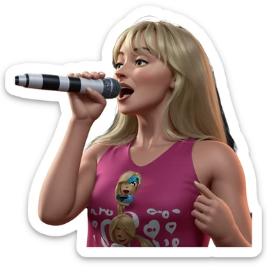 blonde girl singing with microphone sticker