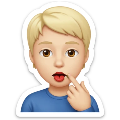 A lip biting with a finger in the mouth sticker