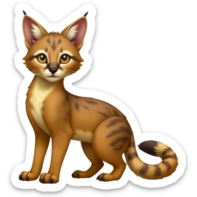  glorious divine exotic cute cool beautiful shiny beautiful fantasy-caracal-civet-genet-sergal-vernid-Cacomistle-oncilla-animal-Fakémon-hybrid-fursona (full body) sticker