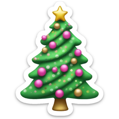 Pink & green Christmas tree sticker
