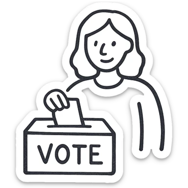 woman voting, hand-drawn sketch style sticker