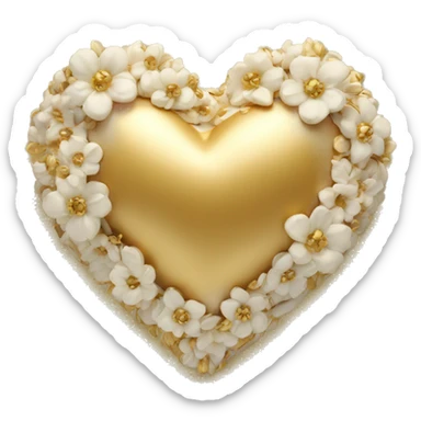 Golden heart with a floral pattern on it  sticker