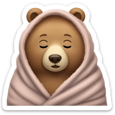 bear cozy in blanket sticker