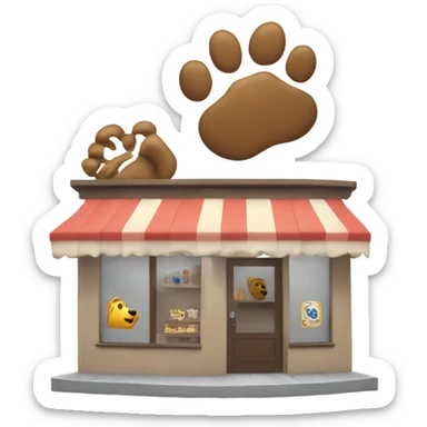 a paw store with a paw sign from half side view  sticker