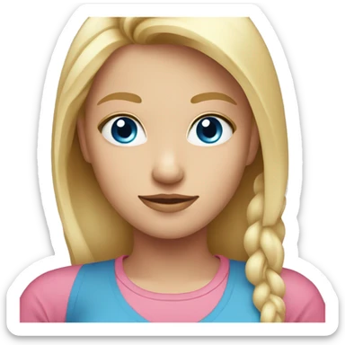 girl with blonde hair and blue eyes and pink shirt sticker