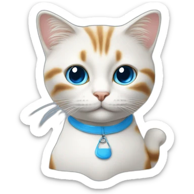 Un chat bleu avec un champignon blanc sur la tête sticker