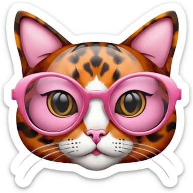 Rose pink glasses, cat type. sticker