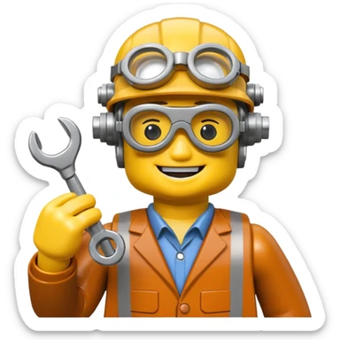 Steampunk Inventor yellow lego toy sticker